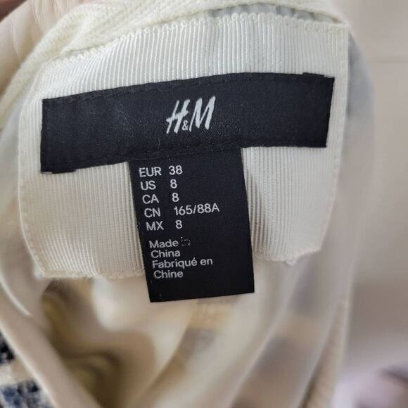 H&M Women's Stripe Polyester Full Zip Jacket Blue & Cream Size 8 - Picture 6 of 7